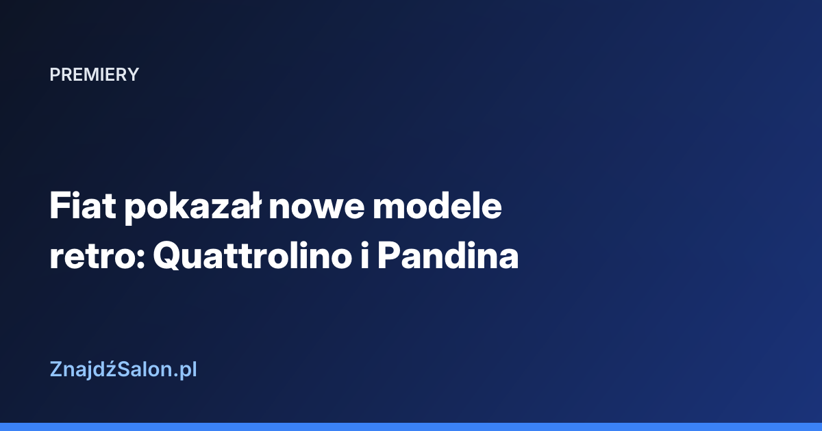 Fiat pokazał nowe modele retro: Quattrolino i Pandina