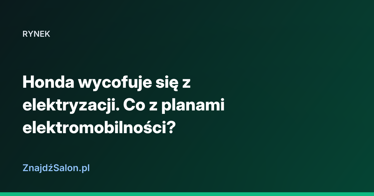 Honda wycofuje się z elektryzacji. Co z planami elektromobilności?