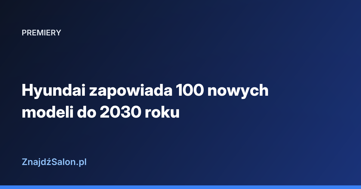 Hyundai zapowiada 100 nowych modeli do 2030 roku