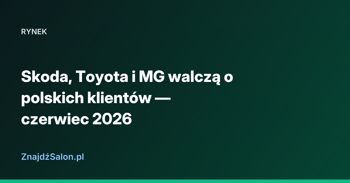 Skoda, Toyota i MG walczą o polskich klientów — czerwiec 2026
