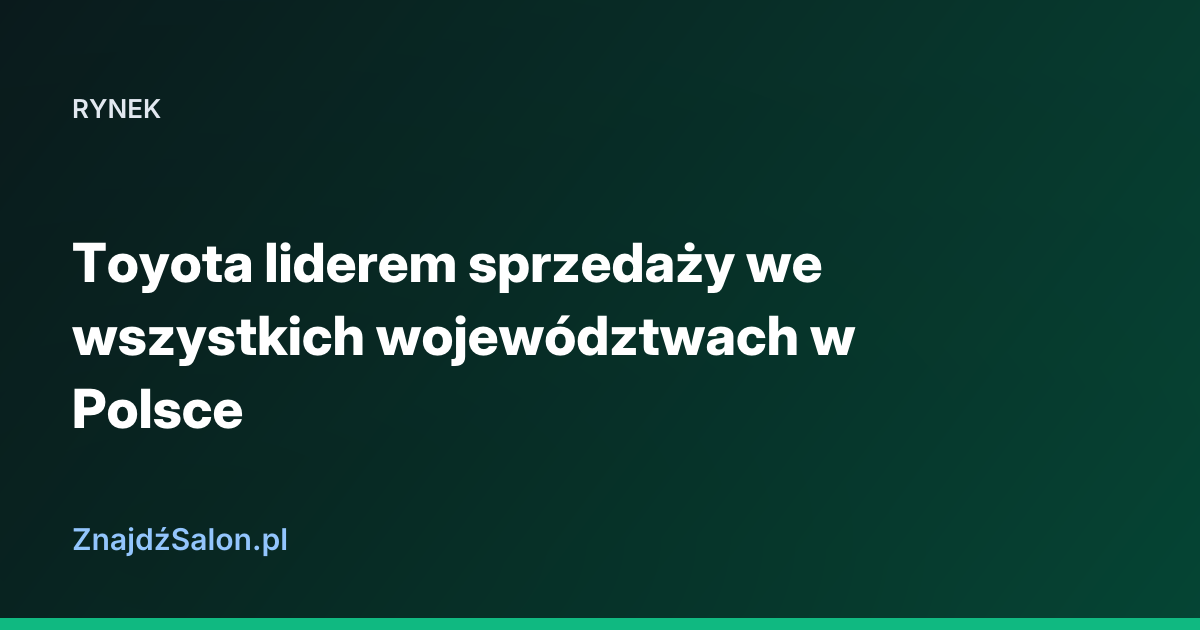 Toyota liderem sprzedaży we wszystkich województwach w Polsce